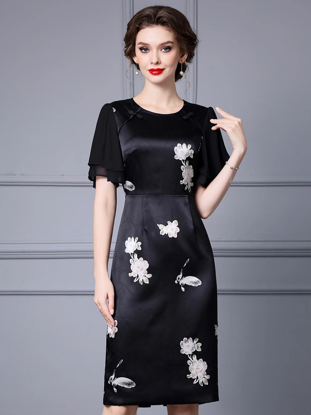 Ele High Waist Printed Wrap Dr with Lace Sves And Belt Chinese Sle Women's Summer Faion Dr
Ele High Waist Printed Wrap Dr with Lace Sves And Belt Chinese Sle Women's Summer Faion Dr