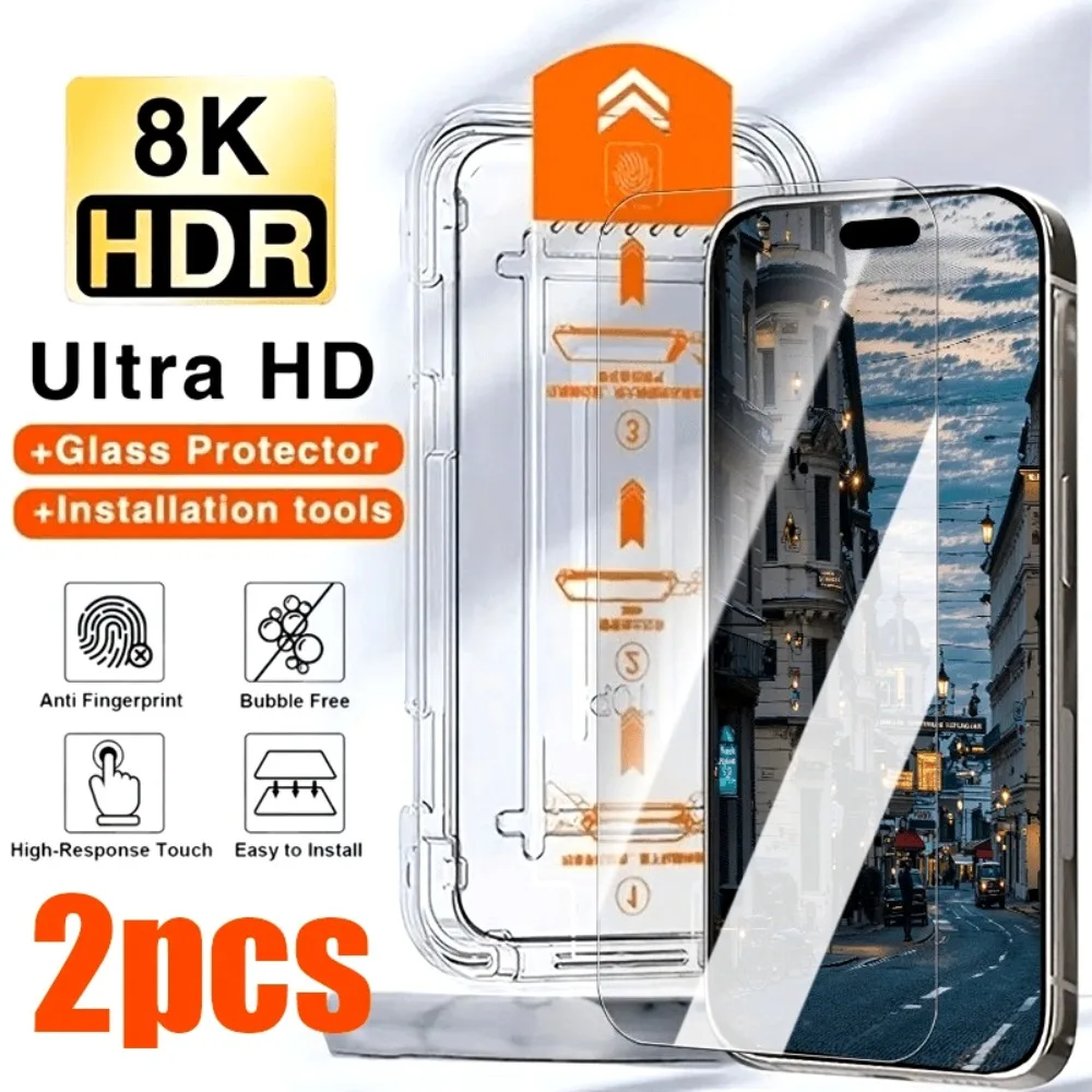 2Pcs HD Full Screen Protector For iPhone 17 16 15 14 Pro Max Air 16e 13 12 11 Pro 15 14 Plus XS XR One Click Easy Install Glass
2Pcs HD Full Screen Protector For iPhone 17 16 15 14 Pro Max Air 16e 13 12 11 Pro 15 14 Plus XS XR One Click Easy Install Glass