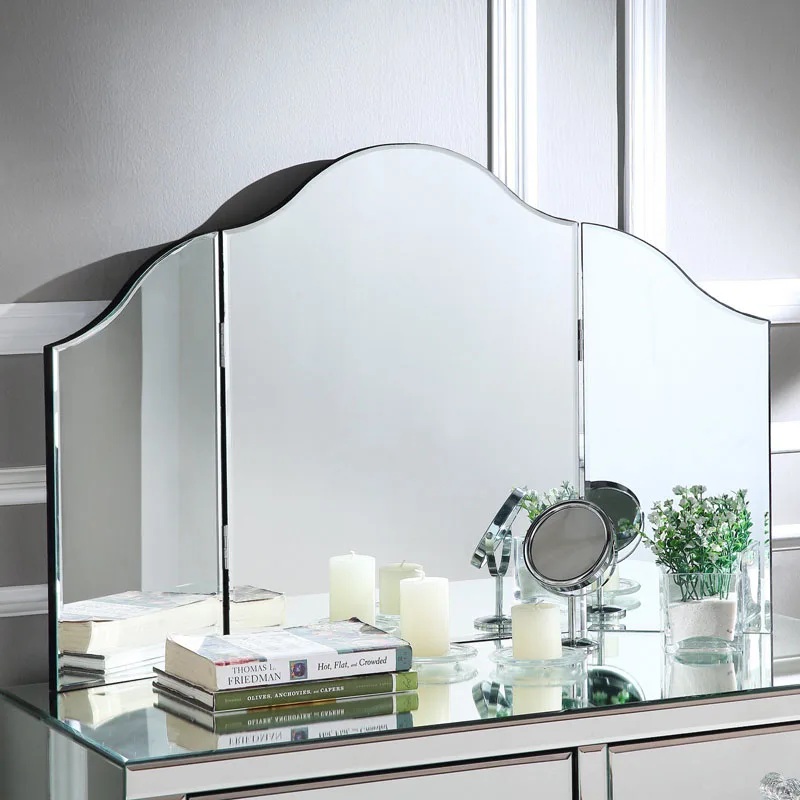 Modern Bevelled Edge Glass Makeup Mirror Fashion Tabletop Trifold Dressing Cosmetic Make Up Mirror Triple Decoration Mirror
Modern Bevelled Edge Glass Makeup Mirror Fashion Tabletop Trifold Dressing Cosmetic Make Up Mirror Triple Decoration Mirror