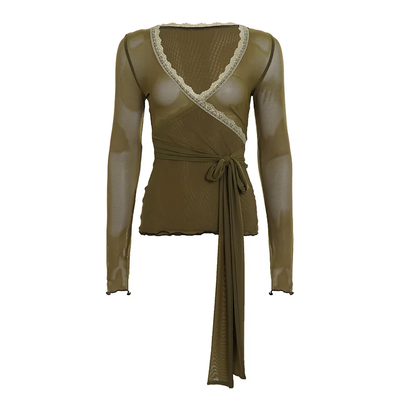 Sexy Fashion Bodycon V Neck Women Long Sleeve T-Shirts Lace Trim Tie-Up V-Neck Shirts Spring Summer Fall Slim Fit Casual Tops
Sexy Fashion Bodycon V Neck Women Long Sleeve T-Shirts Lace Trim Tie-Up V-Neck Shirts Spring Summer Fall Slim Fit Casual Tops