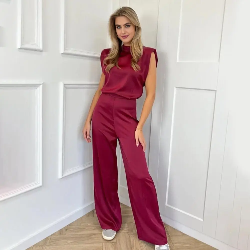 Polyester Jumpsuit Elegant Satin Backless Jumpsuit for Women High Waist Wide Leg Pants Romper Summer Overalls Streetwear Style
Polyester Jumpsuit Elegant Satin Backless Jumpsuit for Women High Waist Wide Leg Pants Romper Summer Overalls Streetwear Style