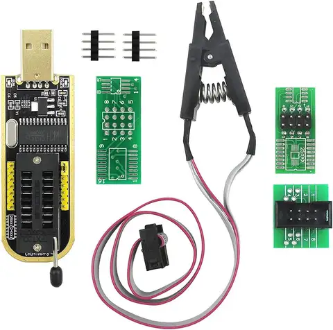 SOIC8 SOP8 Double Clip+ USB Flash Chip IC Test Clips Socket Adpter Programmer BIOS + CH341A 24 25 Series for EEPROM Flash BIOS