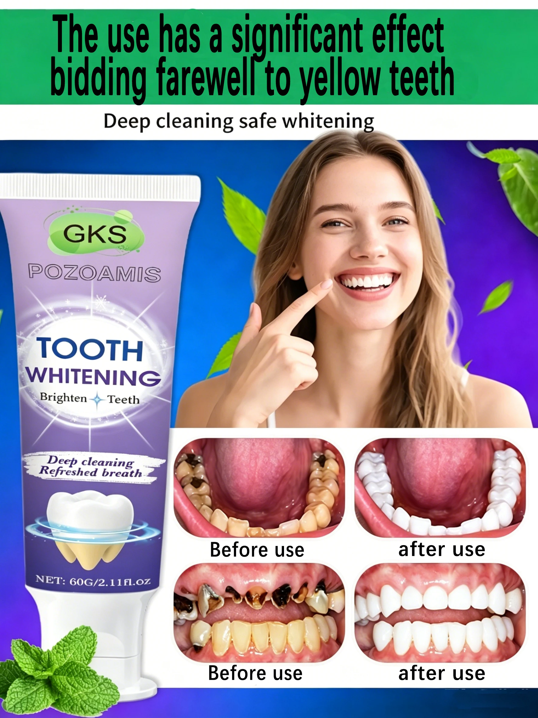 Upgraded Brightening Toothpaste, Deep Cleaning, Brightening Teeth, Fresh Breath, Basic Oral Care For Daily Teeth, 60g Per Tube
Upgraded Brightening Toothpaste, Deep Cleaning, Brightening Teeth, Fresh Breath, Basic Oral Care For Daily Teeth, 60g Per Tube