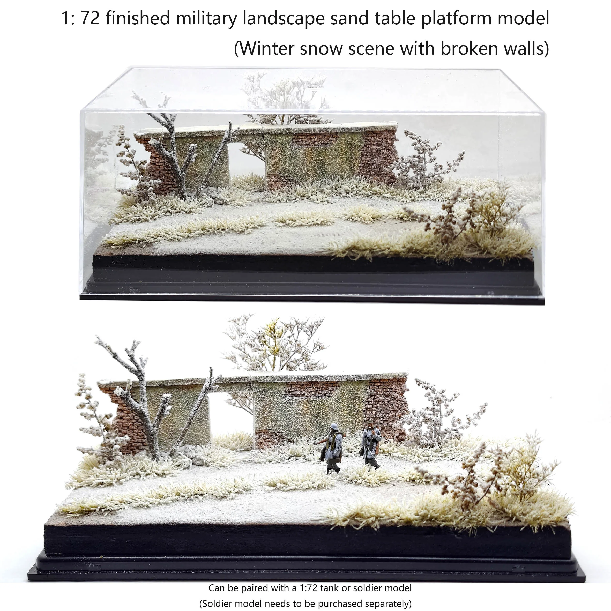 1: 72 Customized handmade military landscape sand table and platform models (Winter snow scene with broken walls)
1: 72 Customized handmade military landscape sand table and platform models (Winter snow scene with broken walls)
