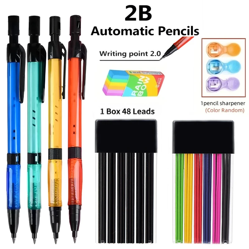 2.0mm Mechanical Pencil Set with 2B Black/Colors Leads Refills For Sketching Art Sketching Painting Writing Stationery Supplies
2.0mm Mechanical Pencil Set with 2B Black/Colors Leads Refills For Sketching Art Sketching Painting Writing Stationery Supplies
