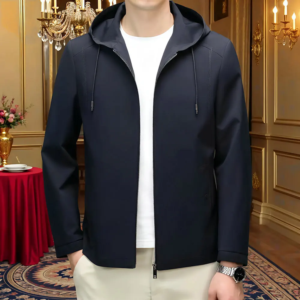 Men's Zip-Up Hooded Jackets Green Blue Coat Lightweight Polyester Business Casual Outerwear Spring Autumn Clothes 2025
Men's Zip-Up Hooded Jackets Green Blue Coat Lightweight Polyester Business Casual Outerwear Spring Autumn Clothes 2025