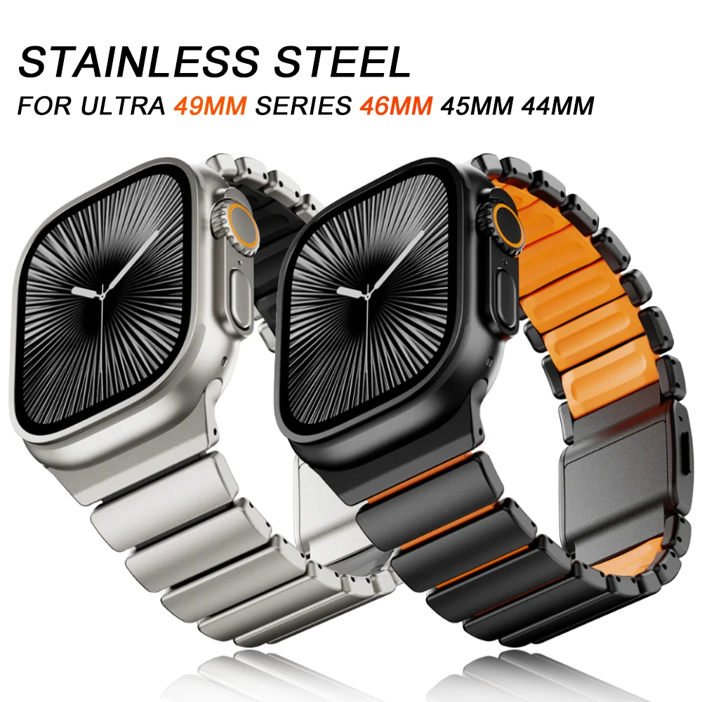 Роскошный ремешок из нержавеющей стали для Apple Watch 49 мм Ultra 3 2 1 металлический браслет для Iwatch 10 11 46 мм 7 8 9 5 6 SE3 44 мм 45 мм
Роскошный ремешок из нержавеющей стали для Apple Watch 49 мм Ultra 3 2 1 металлический браслет для Iwatch 10 11 46 мм 7 8 9 5 6 SE3 44 мм 45 мм