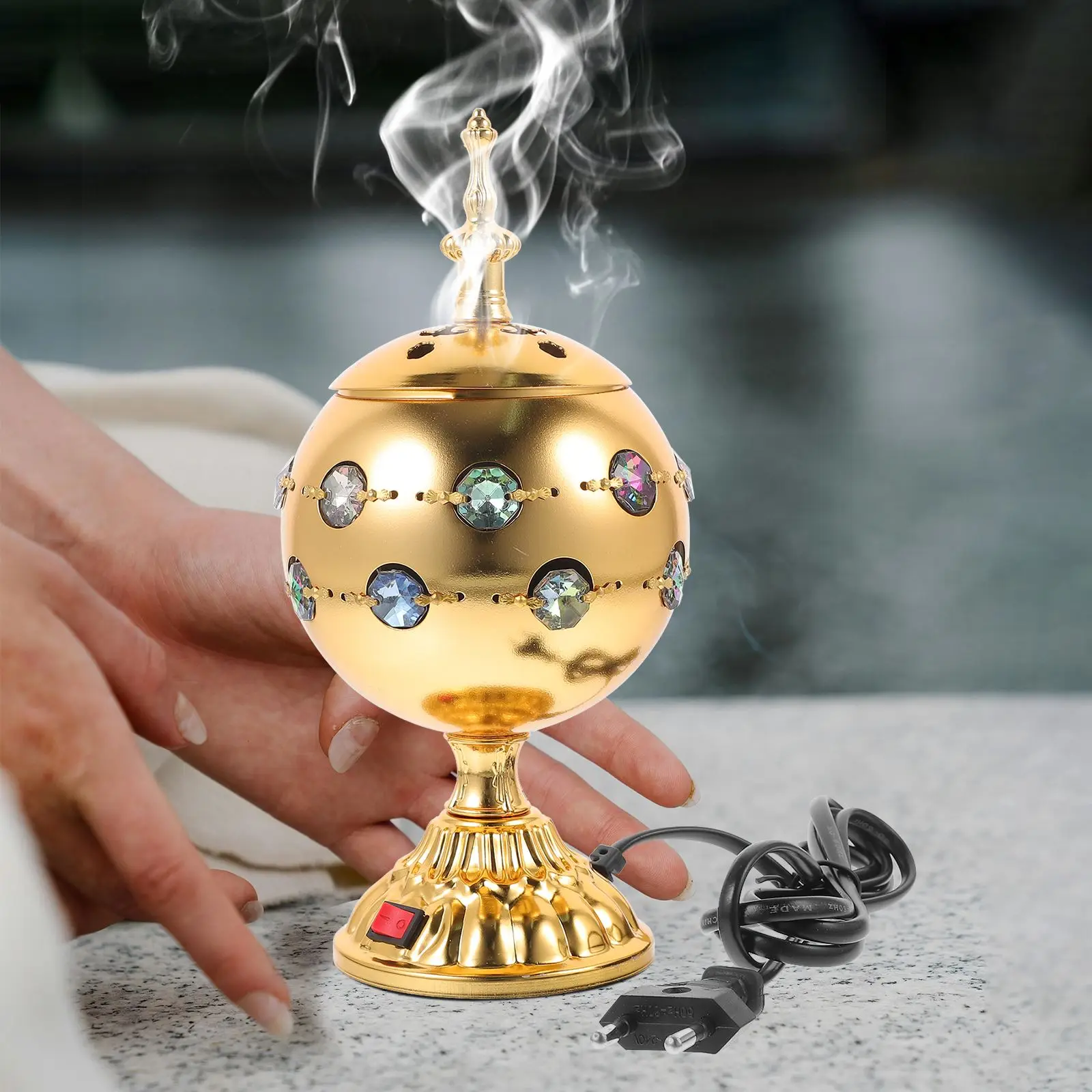 Electric Incense Burner Desktop Lidded Censer nament EU Home Decor Burner Incense Stove Censer Centerpiece
Electric Incense Burner Desktop Lidded Censer nament EU Home Decor Burner Incense Stove Censer Centerpiece