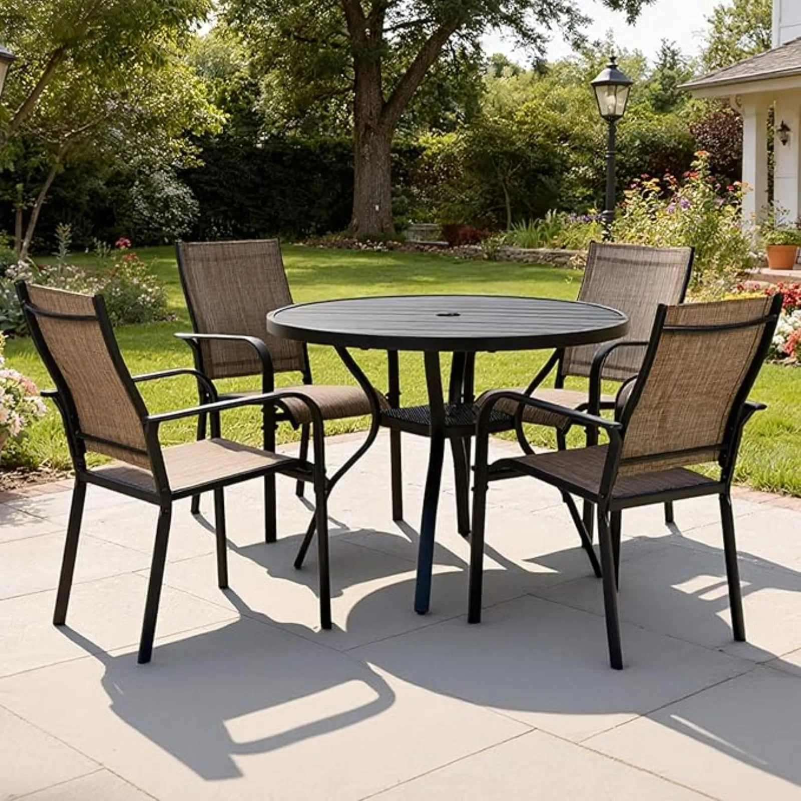 Outdoor Patio Dining Table or 4 People, 41" All-Weather Resistant Metal Round Table with Adjustable Umbrella Hole or Garden Back
Outdoor Patio Dining Table or 4 People, 41" All-Weather Resistant Metal Round Table with Adjustable Umbrella Hole or Garden Back