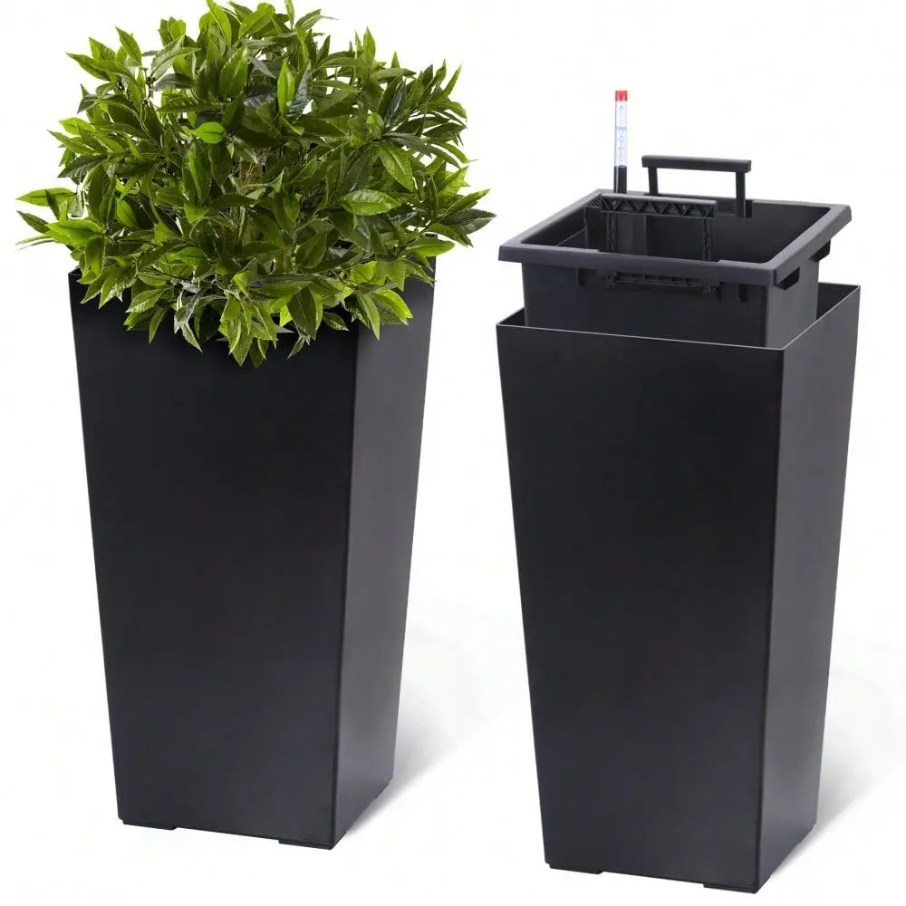 Tall Planters Set Of 2, OutdoorIndoor Planter Pots, High Front Porch Planter Pots With Drainage HolesWater Level MonitorInner B
Tall Planters Set Of 2, OutdoorIndoor Planter Pots, High Front Porch Planter Pots With Drainage HolesWater Level MonitorInner B