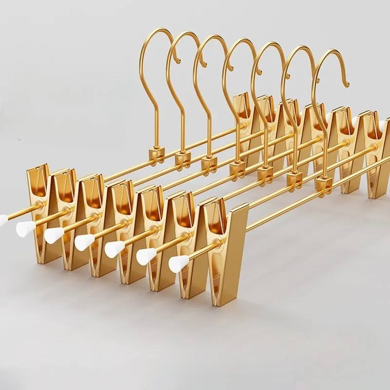 Custom Trouser Hangers Made Of Metal 1 Pieces Golden Clothes Hangers With 2 Adjustable Non-Slip Clips For Skirts Pants Underwear
Custom Trouser Hangers Made Of Metal 1 Pieces Golden Clothes Hangers With 2 Adjustable Non-Slip Clips For Skirts Pants Underwear