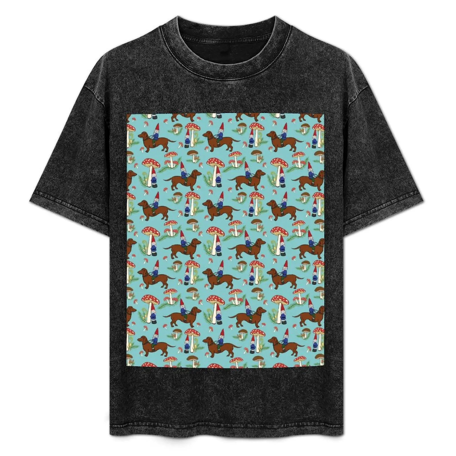 Gnome and Dachshund in Mushroom Land, Turquoise Blue Background T-Shirt Anime t-shirt men clothings
Gnome and Dachshund in Mushroom Land, Turquoise Blue Background T-Shirt Anime t-shirt men clothings