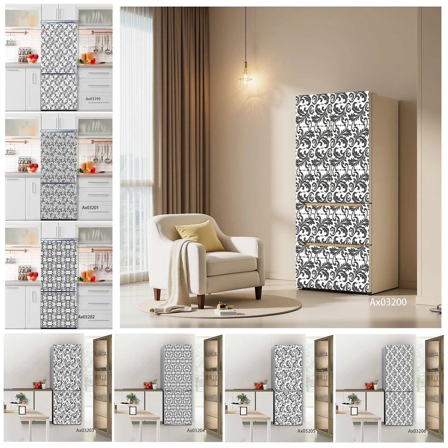 Damask Pattern Fridge Sticker Self Adhesive Waterproof Anti Scratch Refrigerator Cabinets Wardrobe Door Cover for Kitchen HDecor
Damask Pattern Fridge Sticker Self Adhesive Waterproof Anti Scratch Refrigerator Cabinets Wardrobe Door Cover for Kitchen HDecor