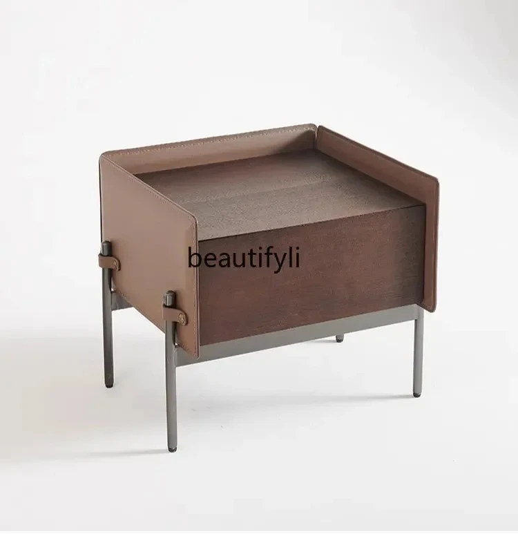 Italian solid wood bedside table saddle leather bedside creative bedroom chest
Italian solid wood bedside table saddle leather bedside creative bedroom chest