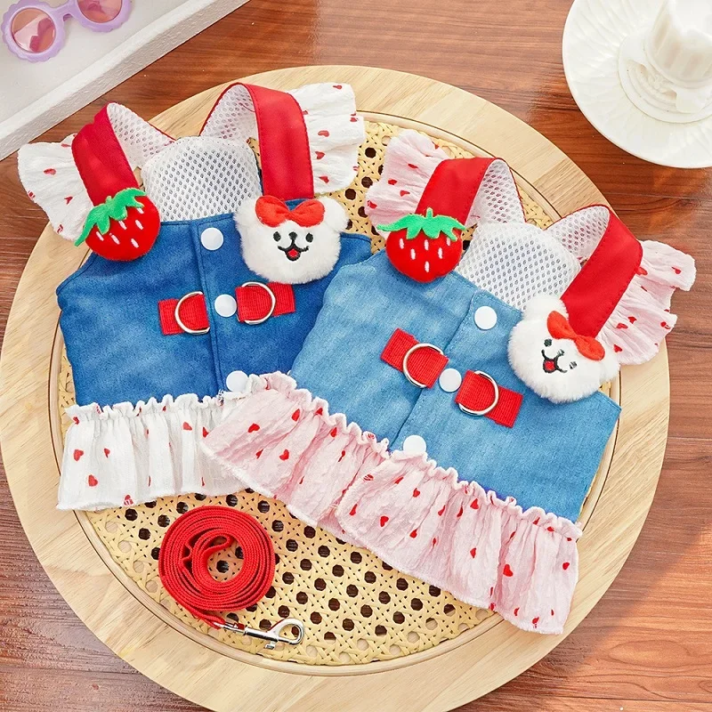 Heart Print Dog Harness Dress with Leash Luxury Denim Puppy Princess Skirt Cute Cat Harness Pet Outdoor Walking Rope Dog Clothes
Heart Print Dog Harness Dress with Leash Luxury Denim Puppy Princess Skirt Cute Cat Harness Pet Outdoor Walking Rope Dog Clothes