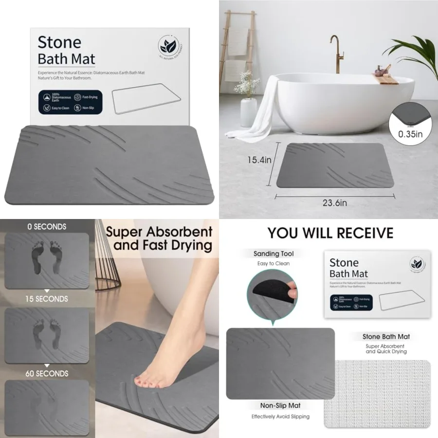 Stone Bath Mat Diatomaceous Earth Shower Mat Non-Slip Super Absorbent Diatomite Stone Mats for Bathroom Floor/Ktichen Cuonter Q
Stone Bath Mat Diatomaceous Earth Shower Mat Non-Slip Super Absorbent Diatomite Stone Mats for Bathroom Floor/Ktichen Cuonter Q