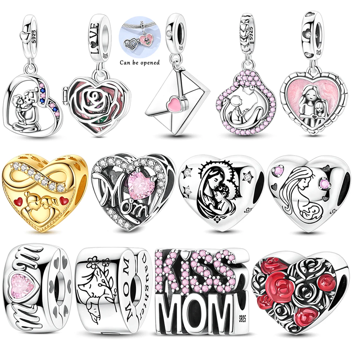 925 Sterling Silver Mother's Day Charms Bead CZ Zircon Love Mom Family Pendants Fit Original Bracelet DIY Jewelry Women Gifts
925 Sterling Silver Mother's Day Charms Bead CZ Zircon Love Mom Family Pendants Fit Original Bracelet DIY Jewelry Women Gifts