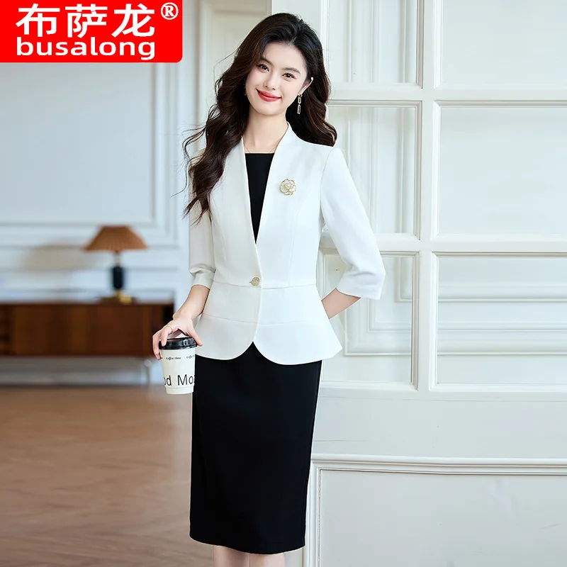 White Small Blazer for Women, Three-Quarter Sleeve, Summer New Style, Host CommutingOLSlim Fit Elegant Professional Suit Dress
White Small Blazer for Women, Three-Quarter Sleeve, Summer New Style, Host CommutingOLSlim Fit Elegant Professional Suit Dress
