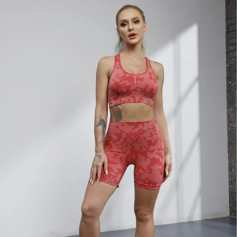 2025 Women's Yoga Seamless Camouflage Bra and Comfortable Tight Shorts Set, Suitable for Gym Workouts
2025 Women's Yoga Seamless Camouflage Bra and Comfortable Tight Shorts Set, Suitable for Gym Workouts