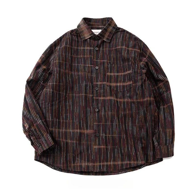 Цветная хлопчатобумажная тканая ткань на заказ, свободная повседневная цветная полосатая рубашка с длинными рукавами японского силуэта
Цветная хлопчатобумажная тканая ткань на заказ, свободная повседневная цветная полосатая рубашка с длинными рукавами японского силуэта