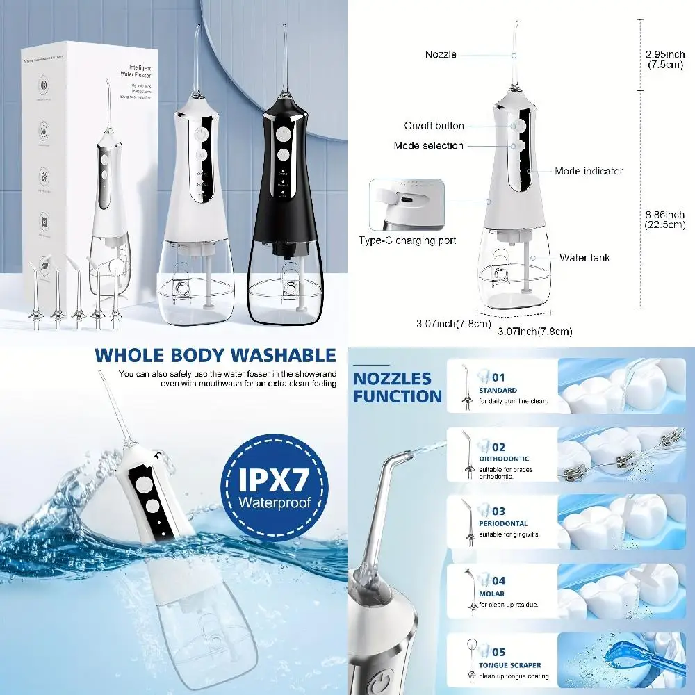 Irrigator Wireless Interdental Cleaner Water Flosser For Teeth Gums Dental Care 3 Modes 5 Replacement Nozzles USB Rechargeable
Irrigator Wireless Interdental Cleaner Water Flosser For Teeth Gums Dental Care 3 Modes 5 Replacement Nozzles USB Rechargeable