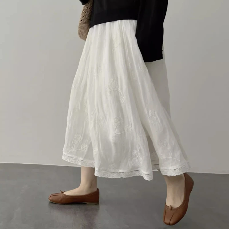 White Lace Trim A-Line Skirt Women'S Ature Hanging Sense High Waist Embroidery Umbrella Skirt Trendy Commute Sle
White Lace Trim A-Line Skirt Women'S Ature Hanging Sense High Waist Embroidery Umbrella Skirt Trendy Commute Sle
