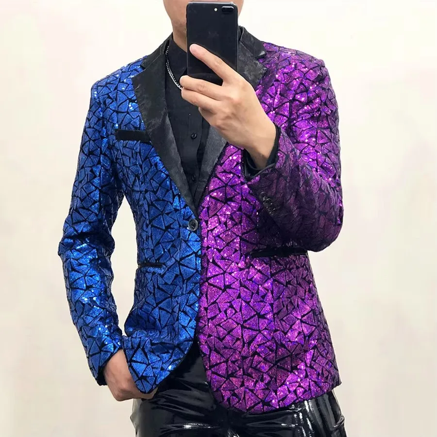 Мужской костюм, куртка с блестками, золотистый, серебряный, блестящий пиджак, банкетная певица, концерт, сценическое выступление, мужская одежда для выступлений
Мужской костюм, куртка с блестками, золотистый, серебряный, блестящий пиджак, банкетная певица, концерт, сценическое выступление, мужская одежда для выступлений