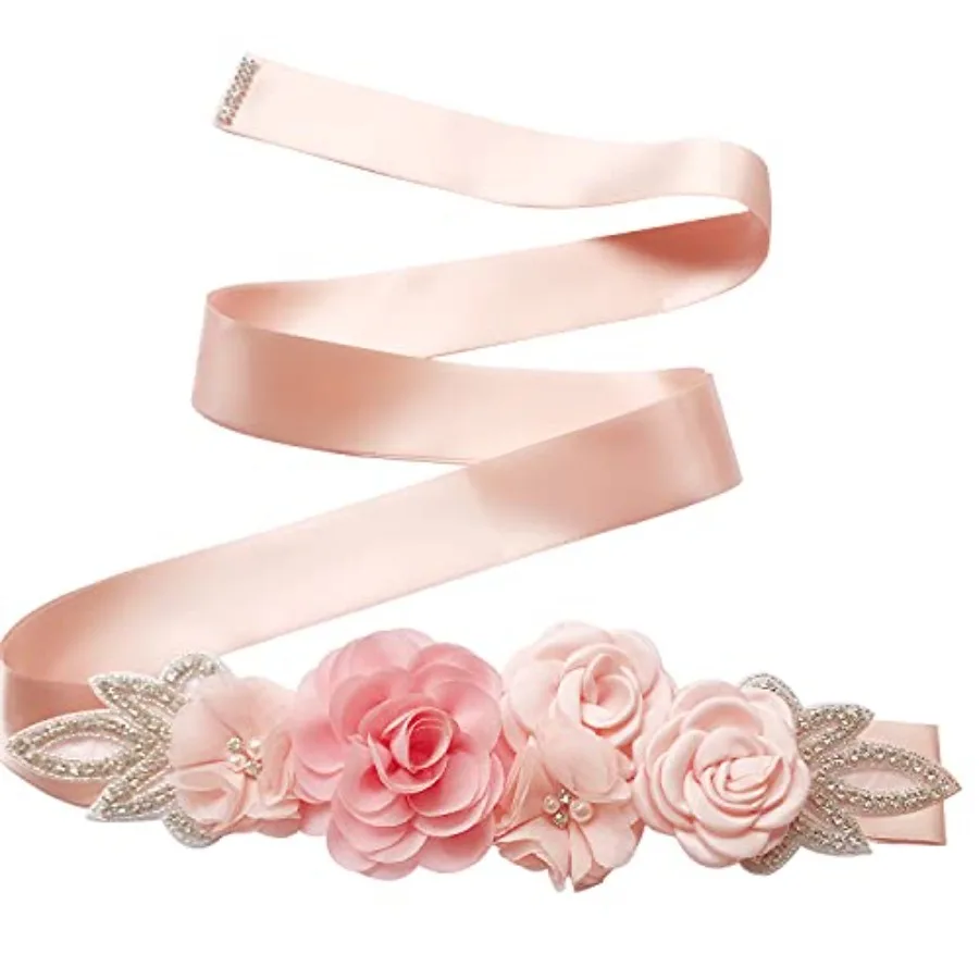 Huralona Sash Belt 106 Inch Satin Ribbon with Handmade Flowers Pearls Rhinestone Elegant for Wedding Bridal Dress Maternity
Huralona Sash Belt 106 Inch Satin Ribbon with Handmade Flowers Pearls Rhinestone Elegant for Wedding Bridal Dress Maternity