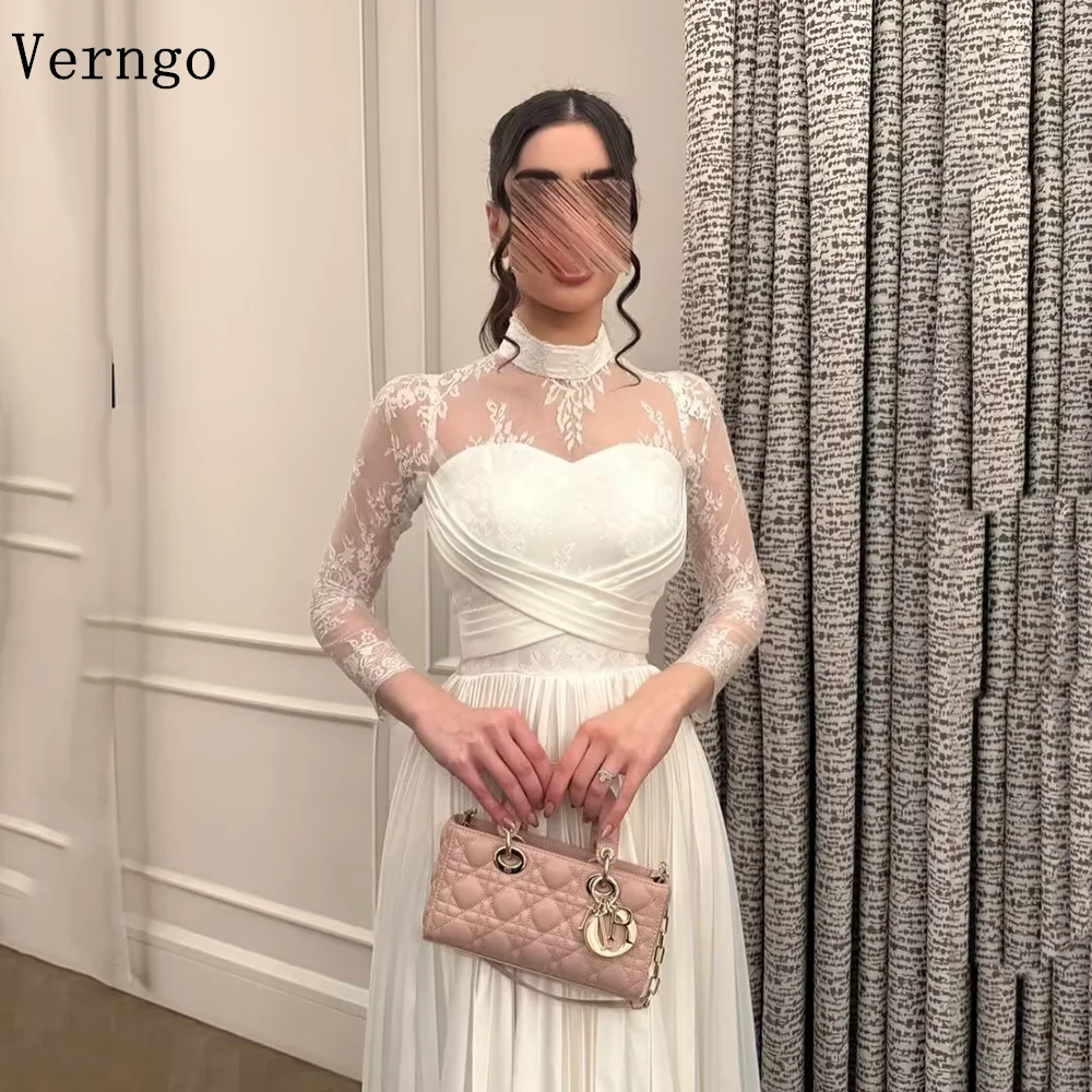 Вечернее платье Verngo класса люкс из шифона цвета слоновой кости, с длинными рукавами, кружевное, для торжественных случаев, с высоким воротом, макси, для выпускного вечера, на заказ
Вечернее платье Verngo класса люкс из шифона цвета слоновой кости, с длинными рукавами, кружевное, для торжественных случаев, с высоким воротом, макси, для выпускного вечера, на заказ