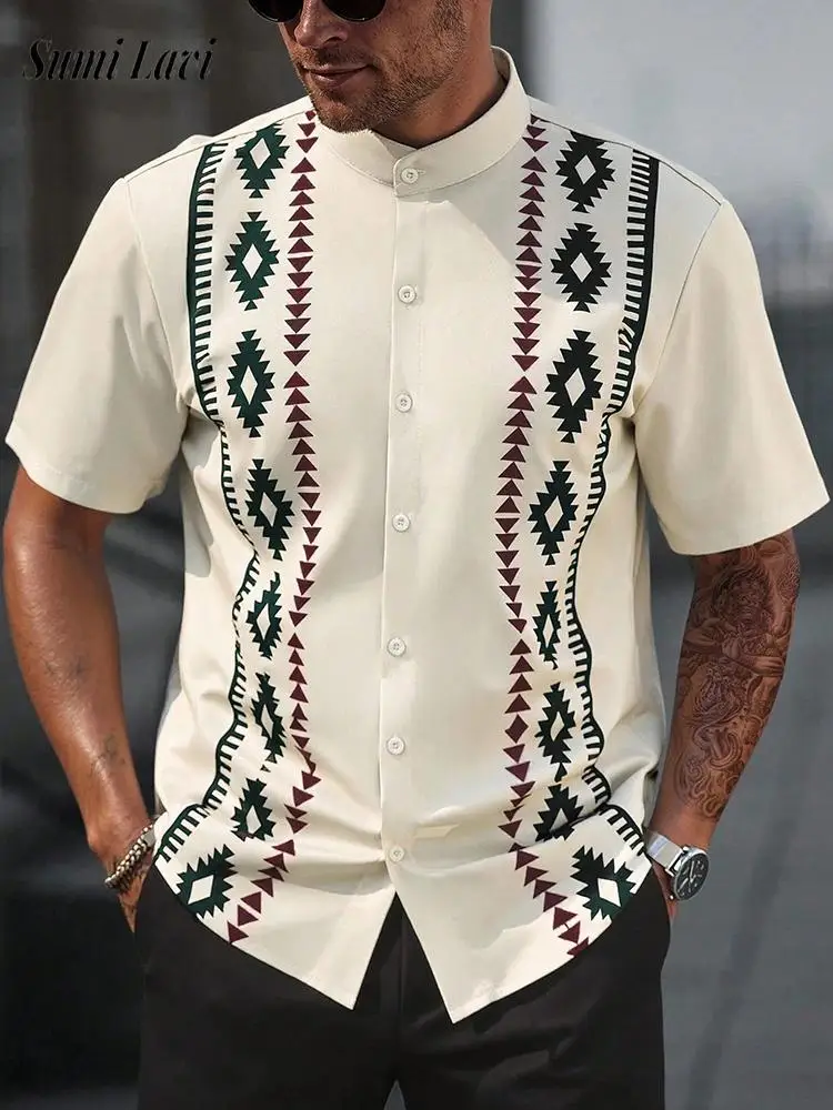 2026 Spring Summer New Casual Mens Shirts Vintage Stand Collar Button Short Sleeve Shirt Tops Men Fashion Geometric Print Shirt
2026 Spring Summer New Casual Mens Shirts Vintage Stand Collar Button Short Sleeve Shirt Tops Men Fashion Geometric Print Shirt