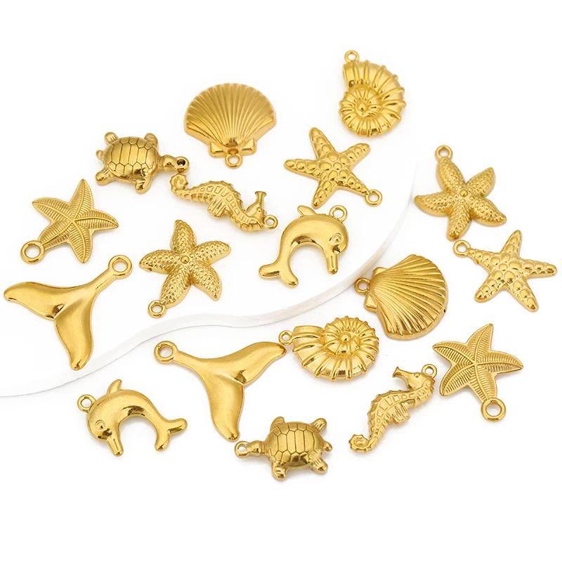 3pcs Stainless Steel Ocean Shell Conch Turtle Fishtail Dolphin Charm Pendant for DIY Earring Necklace Jewelry Making Supplies
3pcs Stainless Steel Ocean Shell Conch Turtle Fishtail Dolphin Charm Pendant for DIY Earring Necklace Jewelry Making Supplies