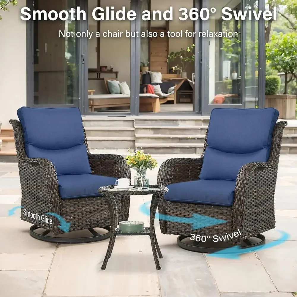 Activity ProductOutdoor Swivel Rocker Patio Chairs With 5" Thick Cushion - 3 Piece Wicker Bistro Set With Side Table, High Back
Activity ProductOutdoor Swivel Rocker Patio Chairs With 5" Thick Cushion - 3 Piece Wicker Bistro Set With Side Table, High Back