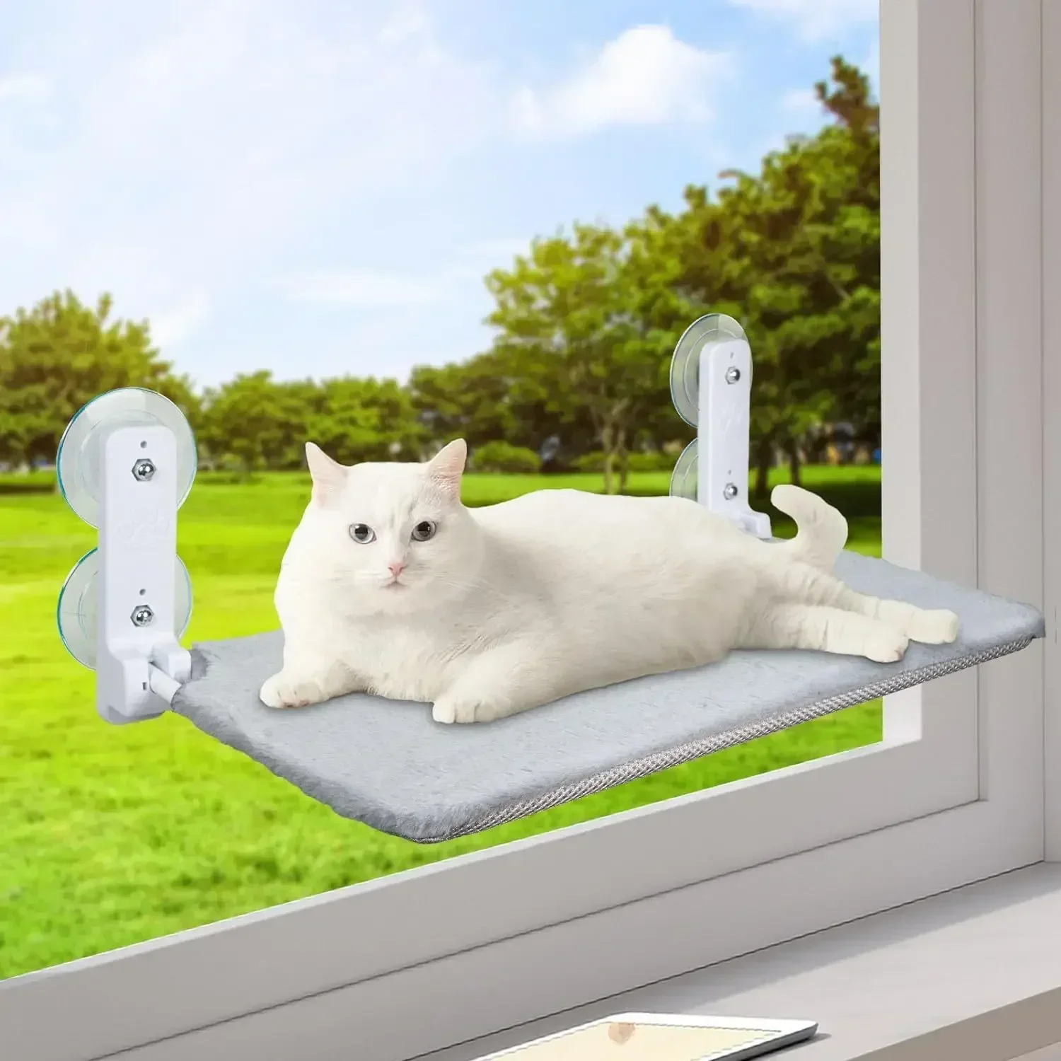 Foldable Hanging Window Hammock Cat Bed, W/Sturdy Metal Frame Cat's House with Warm Fleece Powerful Suction Cup Cat Accessories
Foldable Hanging Window Hammock Cat Bed, W/Sturdy Metal Frame Cat's House with Warm Fleece Powerful Suction Cup Cat Accessories