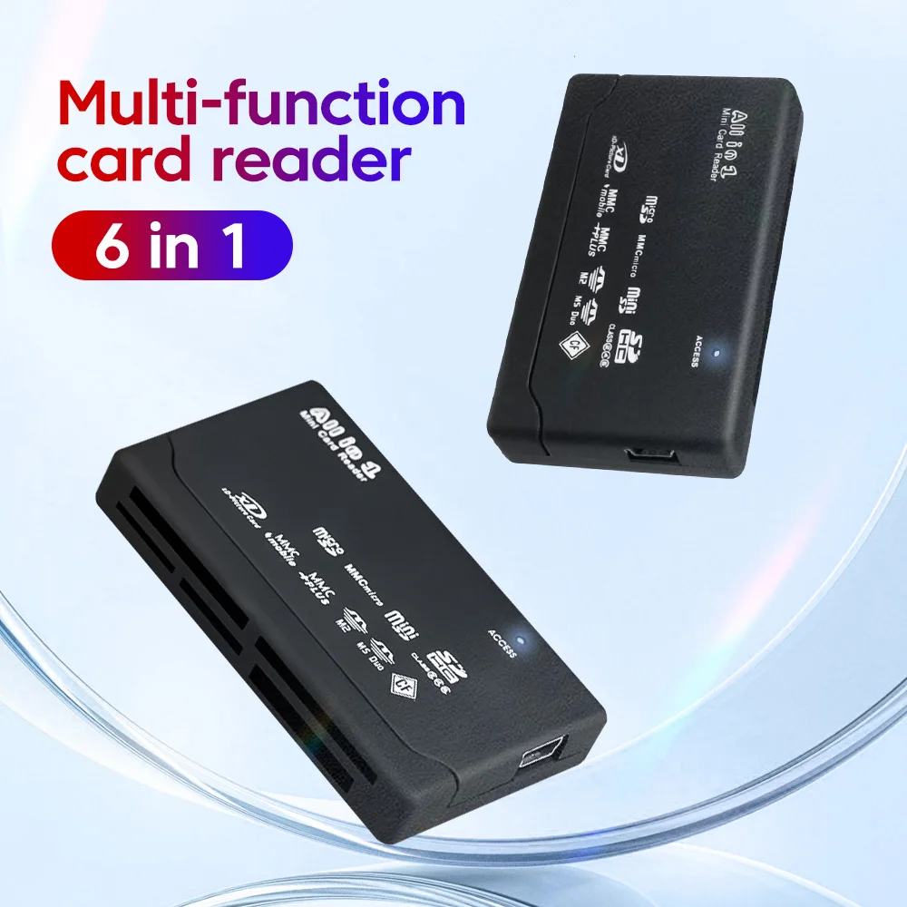 Многофункциональное устройство чтения SD-карт 6-в-1 USB2.0 SD/TF/XD/MS устройство чтения смарт-карт памяти для камеры, аксессуары для ноутбука, адаптер
Многофункциональное устройство чтения SD-карт 6-в-1 USB2.0 SD/TF/XD/MS устройство чтения смарт-карт памяти для камеры, аксессуары для ноутбука, адаптер