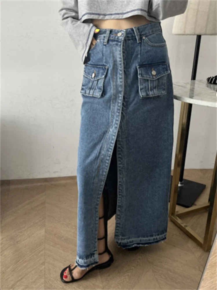 SML Blue Long Denim Skirts 2024 korean style Loose High Waist pockets Split Long Jeans Skirts Style (xh6808)
SML Blue Long Denim Skirts 2024 korean style Loose High Waist pockets Split Long Jeans Skirts Style (xh6808)