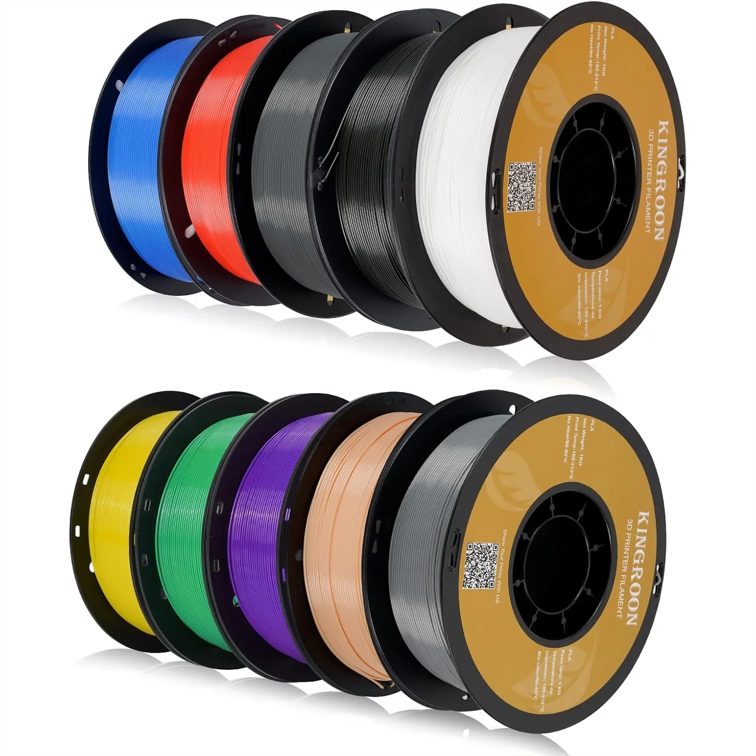 PLA 3D Printer Filament 10 Rolls 1.75mm, Dimensional Accuracy +/- 0.02 mm, 10kg Spool for FDM 3D Printers, Black White Grey Red
PLA 3D Printer Filament 10 Rolls 1.75mm, Dimensional Accuracy +/- 0.02 mm, 10kg Spool for FDM 3D Printers, Black White Grey Red