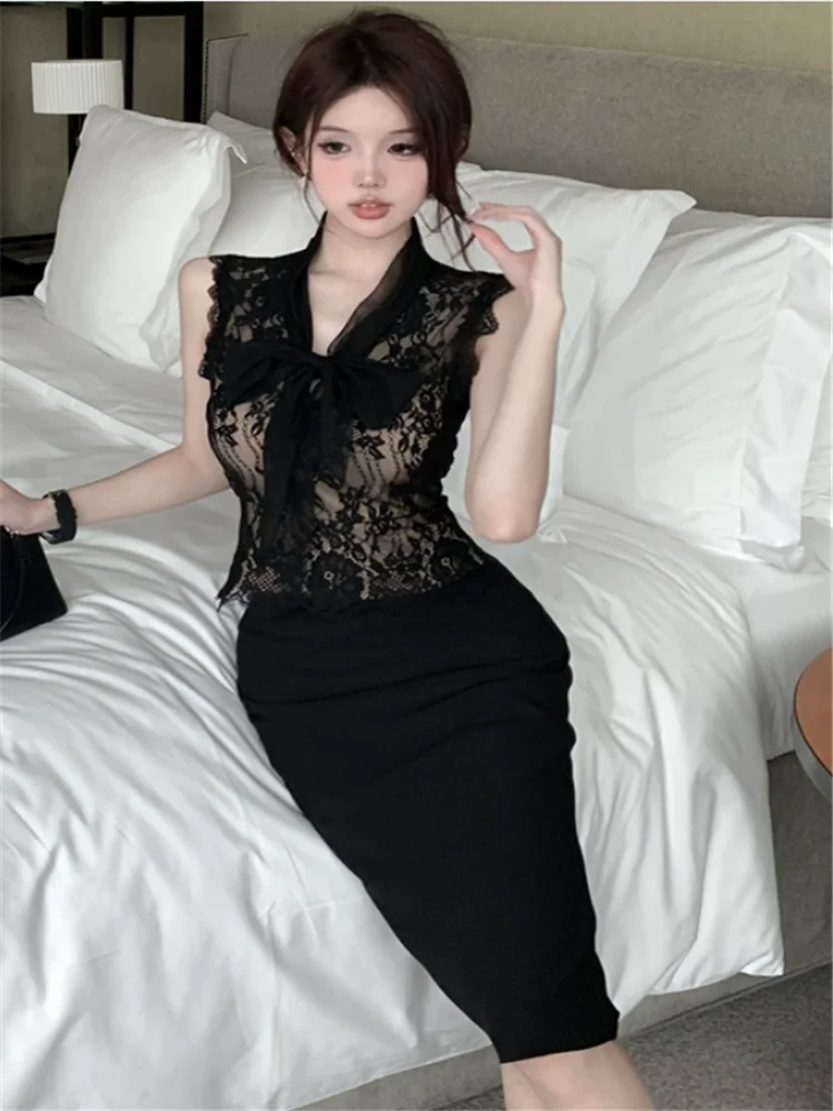 French Fashion Office Lady Two-piece Dress Sets Women Bow Lace Sleeveless Vest Top&Slit Pencil Skirt Celebrity Elegant 2pc Suits
French Fashion Office Lady Two-piece Dress Sets Women Bow Lace Sleeveless Vest Top&Slit Pencil Skirt Celebrity Elegant 2pc Suits