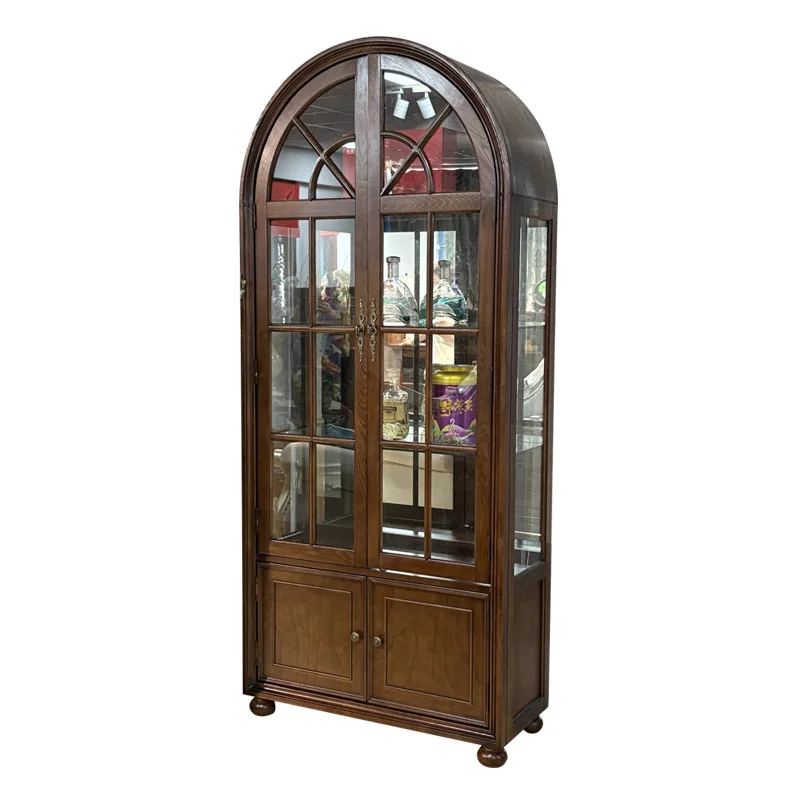 ash wood, American all-solid wood wine cabinet, retro arched glass door, dining side cabinet
ash wood, American all-solid wood wine cabinet, retro arched glass door, dining side cabinet