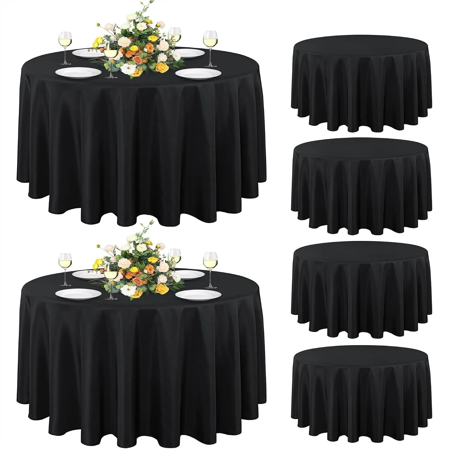 6 Pack Round Tablecloth 108 Inch Black Stain Resistant Washable Polyester Table Cover for Dining Buffet Camping
6 Pack Round Tablecloth 108 Inch Black Stain Resistant Washable Polyester Table Cover for Dining Buffet Camping