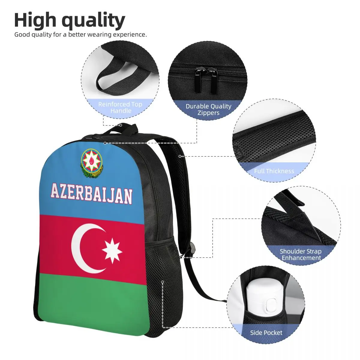 2023 Azerbaijan Country Flag Backpack Middle School Student Schoolbag Casual Back Pack Travel Bag Unisex Backpack
2023 Azerbaijan Country Flag Backpack Middle School Student Schoolbag Casual Back Pack Travel Bag Unisex Backpack