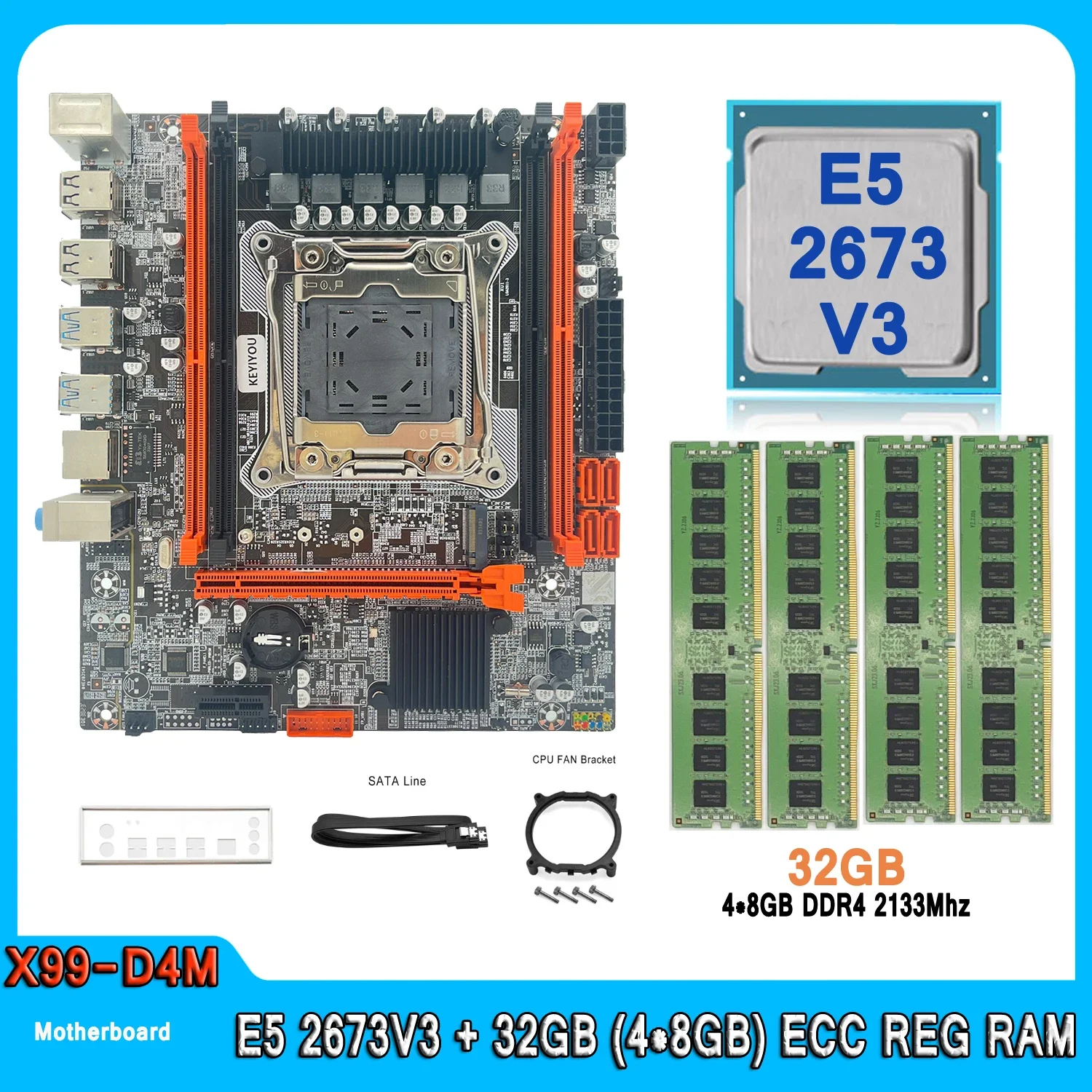 Комплект материнской платы Xeon X99 LGA 2011-3 E5 2673V3 Процессор с 32 ГБ (4 шт.*8 ГБ) DDR4 2133 МГц ECC REG Память X99 DIY игровой компьютерный комплект
Комплект материнской платы Xeon X99 LGA 2011-3 E5 2673V3 Процессор с 32 ГБ (4 шт.*8 ГБ) DDR4 2133 МГц ECC REG Память X99 DIY игровой компьютерный комплект