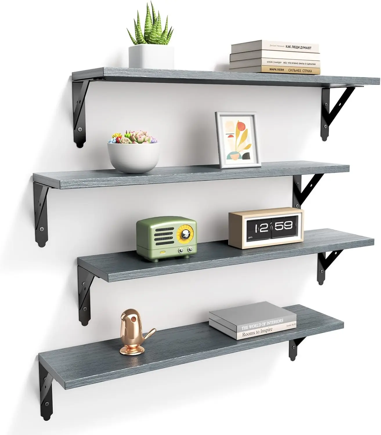 Wood Floating Shelves Set of 4, Rustic Storage Decor Wall Shelves, Wall Mounted Shelf for Living Room, Bedroom 23.6" x
Wood Floating Shelves Set of 4, Rustic Storage Decor Wall Shelves, Wall Mounted Shelf for Living Room, Bedroom 23.6" x