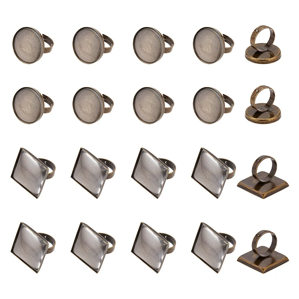 DIY Blank Dome Finger Ring Making Kit Including Square Flat Round Brass Ring Components Glass Cabochons Bronze
DIY Blank Dome Finger Ring Making Kit Including Square Flat Round Brass Ring Components Glass Cabochons Bronze