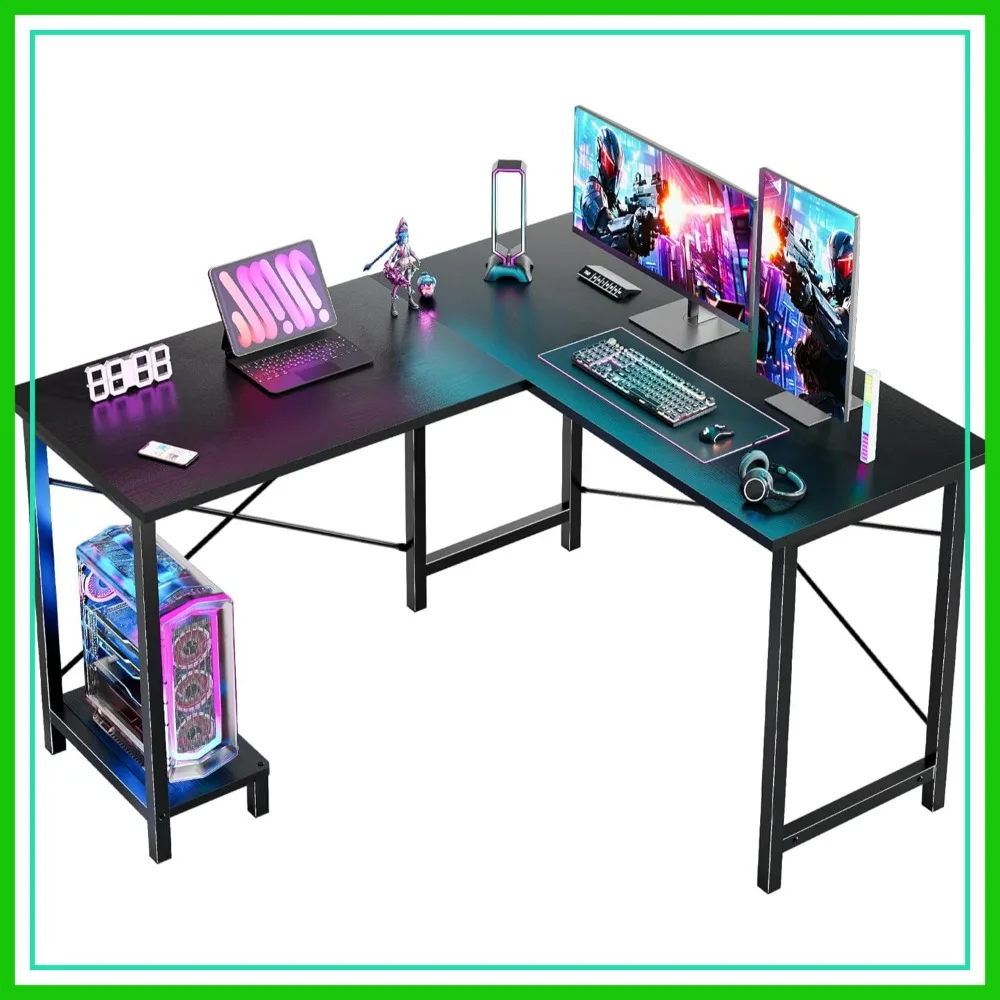 L Shaped Desk with CPU Shelf, 50 Inch Corner Computer Desk for Home Office, Sturdy Modern Design, Black
L Shaped Desk with CPU Shelf, 50 Inch Corner Computer Desk for Home Office, Sturdy Modern Design, Black