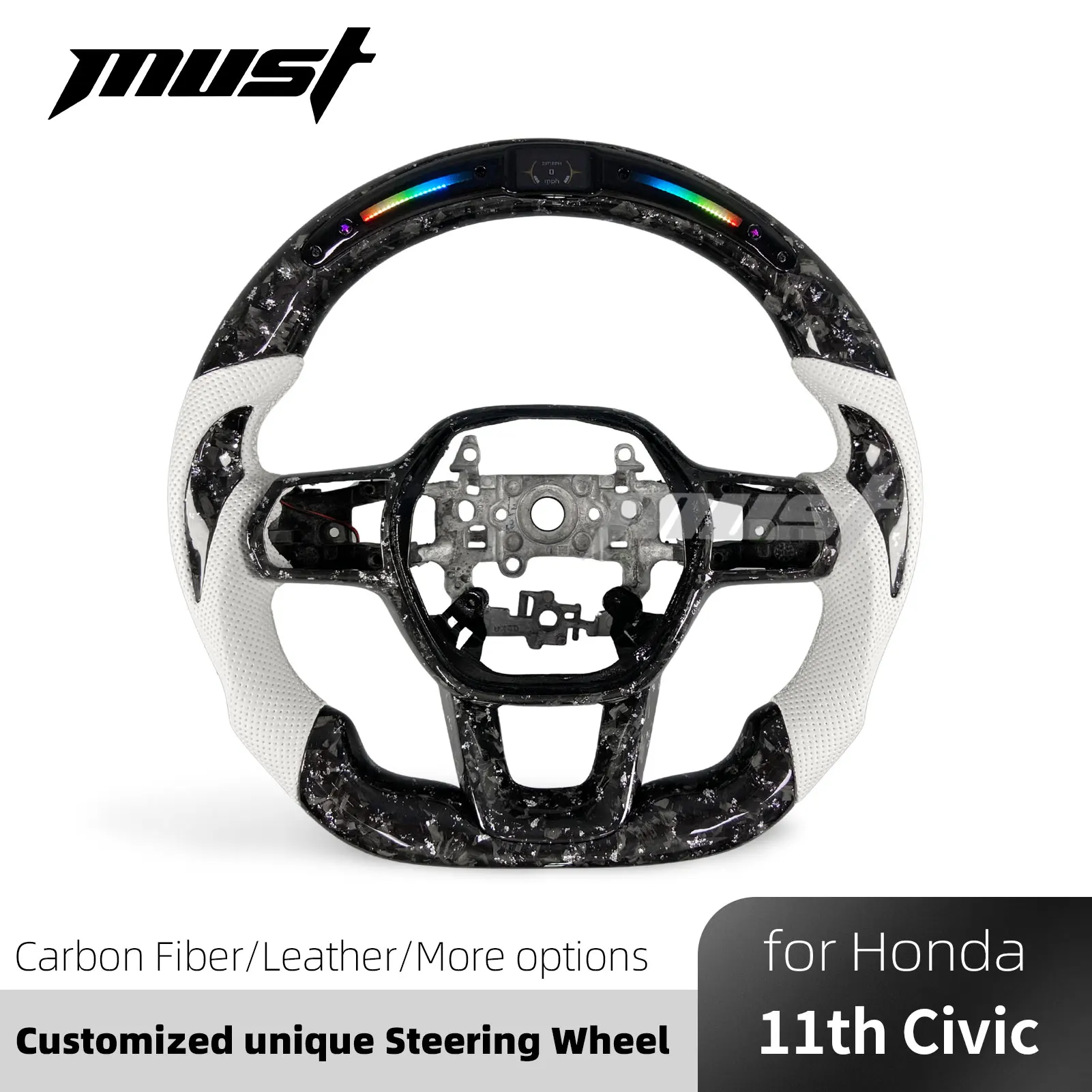 Custom Sliver Flake Carbon Fiber Steering Wheel for Honda 11th Generation Accord Civic Si Type-R FL5 CR-V 2022-2026
Custom Sliver Flake Carbon Fiber Steering Wheel for Honda 11th Generation Accord Civic Si Type-R FL5 CR-V 2022-2026