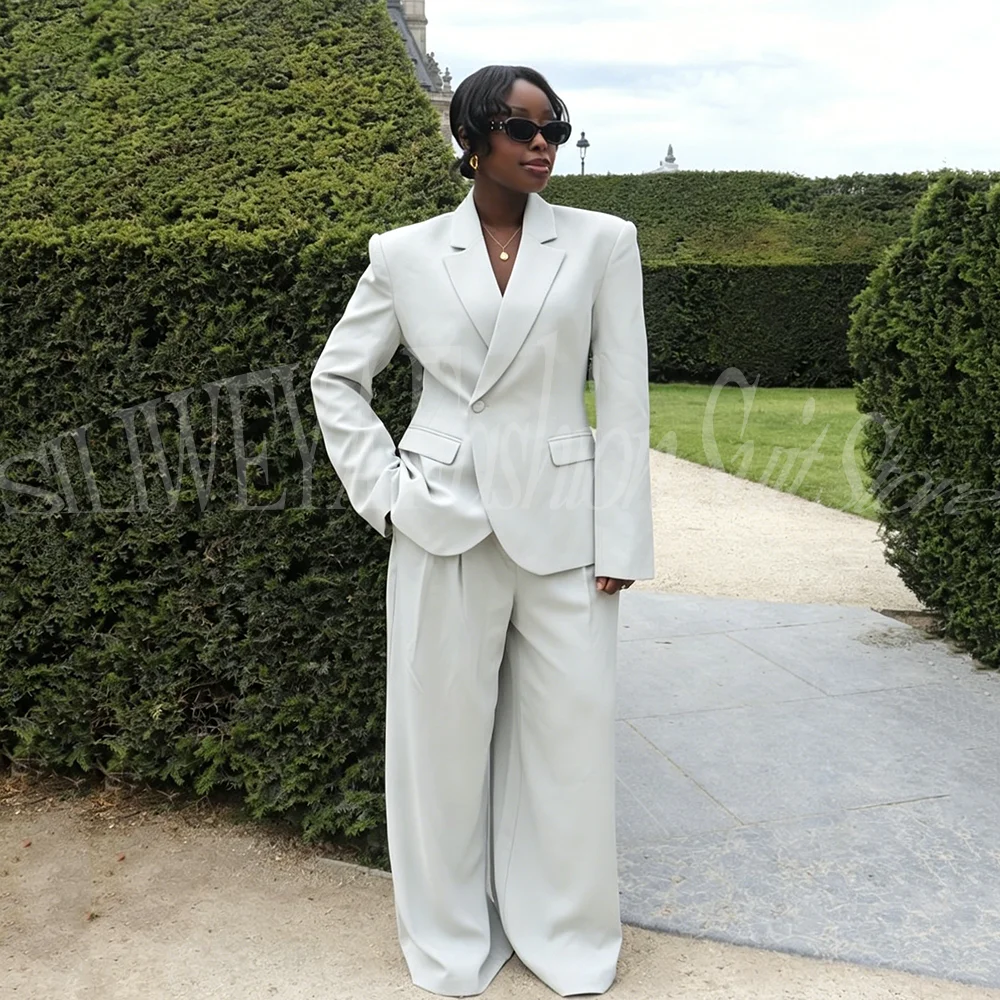 Elegant Women 2 Pieces Suit Single Button Blazer and Wide Leg Pants Formal Lady Outfit One Button Chic Office Female Suits
Elegant Women 2 Pieces Suit Single Button Blazer and Wide Leg Pants Formal Lady Outfit One Button Chic Office Female Suits