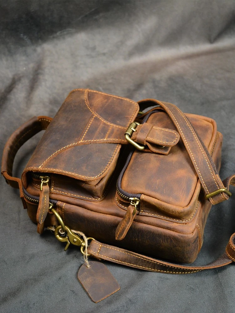 Vintage Style Genuine Leather Men's Crossbody Bag Casual Postal Worker Small Square Shoulder Bag Fashionable Top Layer Cowhide
Vintage Style Genuine Leather Men's Crossbody Bag Casual Postal Worker Small Square Shoulder Bag Fashionable Top Layer Cowhide