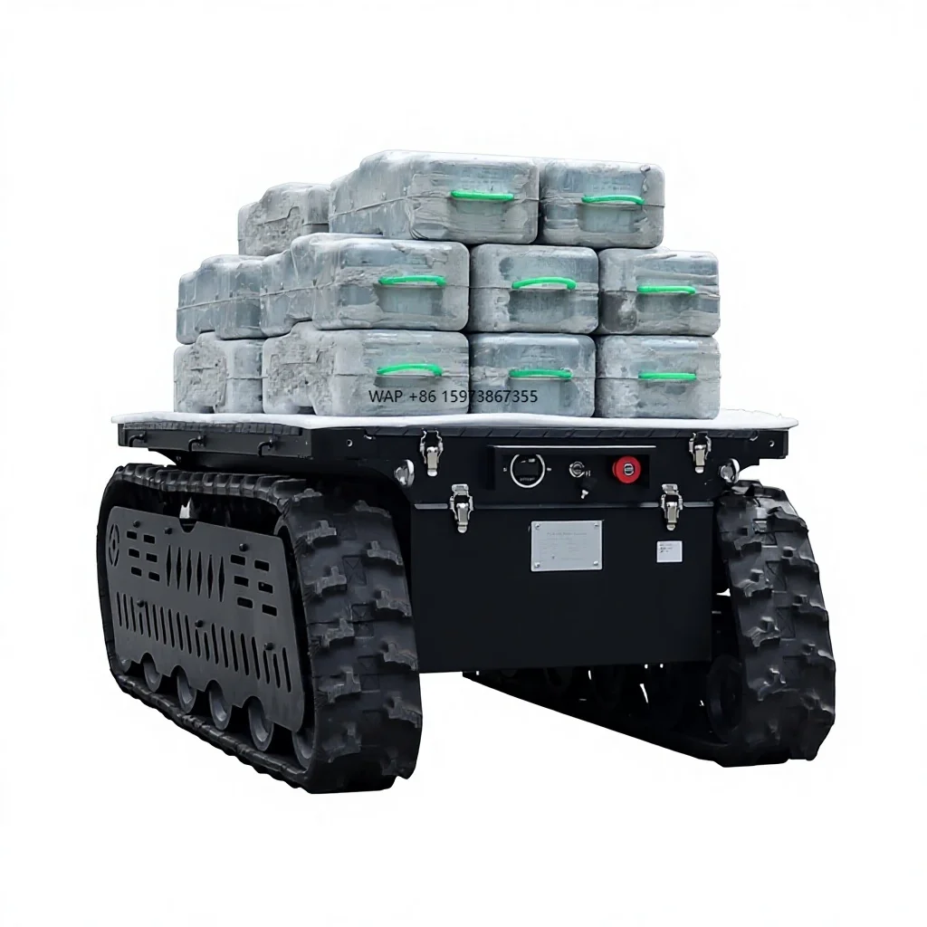 TinS-12E Waterproof Snowmobile Rubber Track Robot Platform with Excellent Shock Absorbing Chassis System, Large Load 600kg
TinS-12E Waterproof Snowmobile Rubber Track Robot Platform with Excellent Shock Absorbing Chassis System, Large Load 600kg