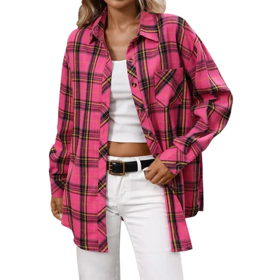 Casual Plaid Shirt Woman Loose Spring Autumn Single Breasted Lapel Blouses Long Sleeve Vintage Shirts Tops Female Streetwear
Casual Plaid Shirt Woman Loose Spring Autumn Single Breasted Lapel Blouses Long Sleeve Vintage Shirts Tops Female Streetwear