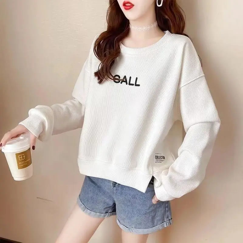 Women's Autumn Fashion Simplicity Solid Color Letter Embroidered O-neck Long Sleeve Sweatshirts Women Clothes Casual Loose Tops
Women's Autumn Fashion Simplicity Solid Color Letter Embroidered O-neck Long Sleeve Sweatshirts Women Clothes Casual Loose Tops